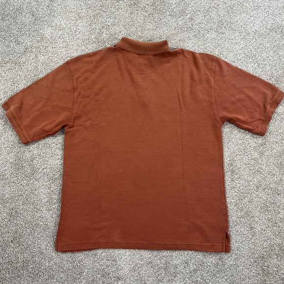 Baracuta XL Polo Shirt Rust Orange Silk Cotton Blend Short Sleeve Ribbed - Picture 9 of 9